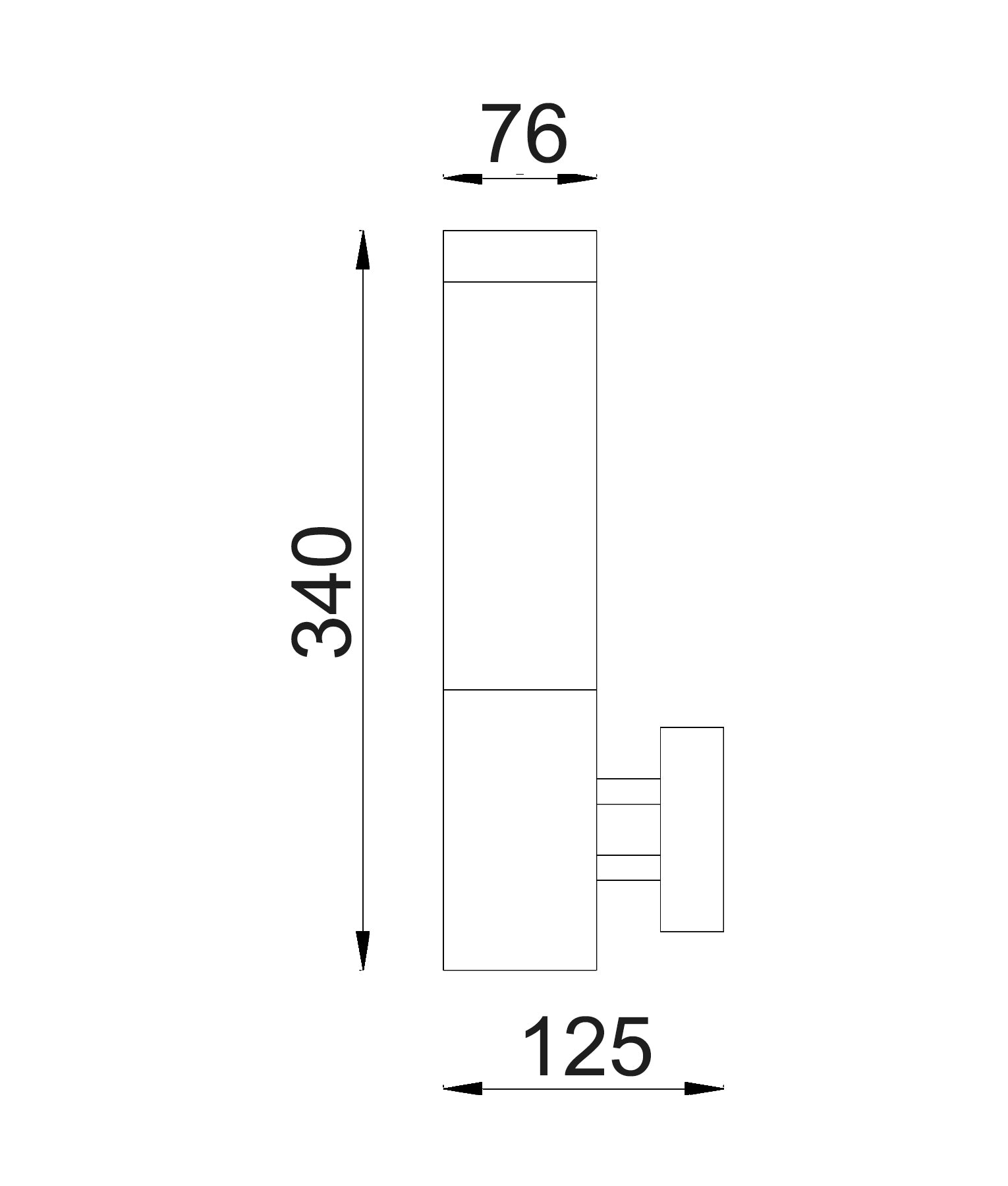 Torre Exterior Wall Light 304 Stainless Steel Black IP44 - TORRE1